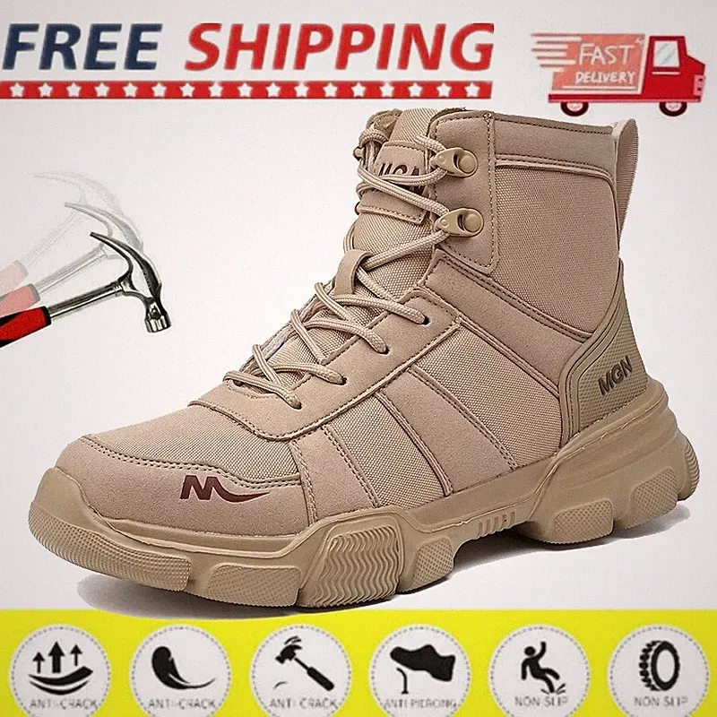 Comfortable Mens Work Boots Indestructible Steel Toe Work Boots Hiking Sneakers