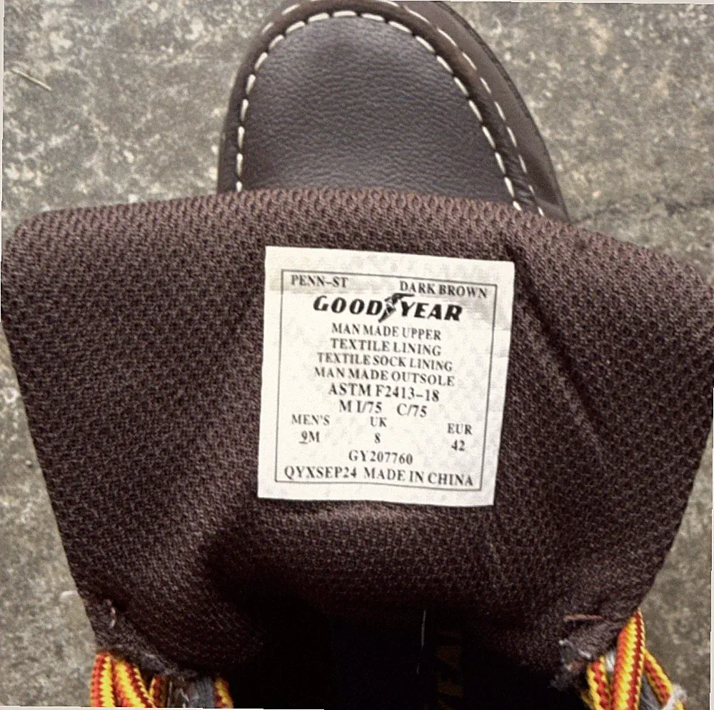 Goodyear Men's Dark Brown Lace-Up Work Boots Ankle Round Toe Size 9