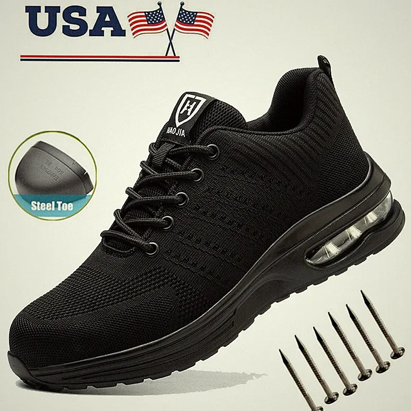 Mens Work Boots Steel Toe Safety Shoes Indestructible Sneakers Lightweight Shoes